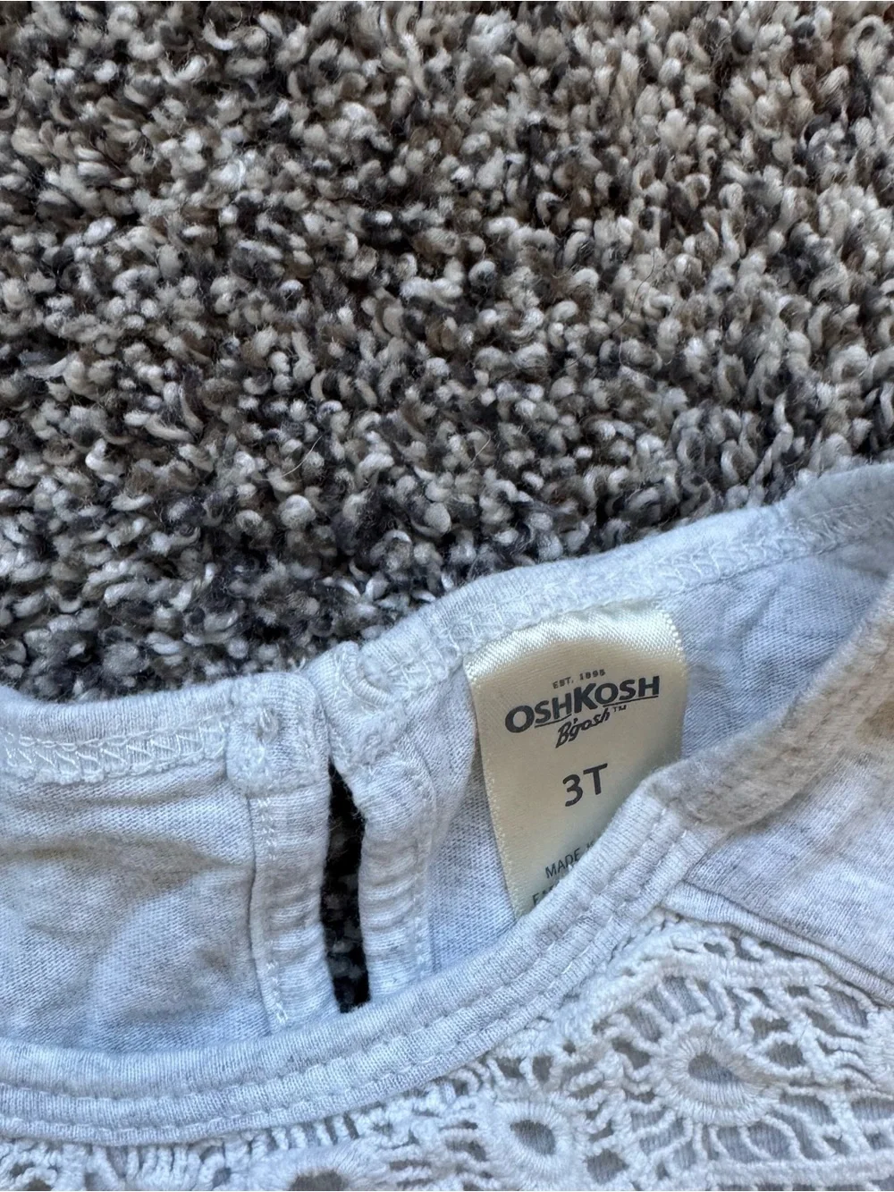 OshKosh B'gosh Cream Lace Yoke Long Sleeve Dress